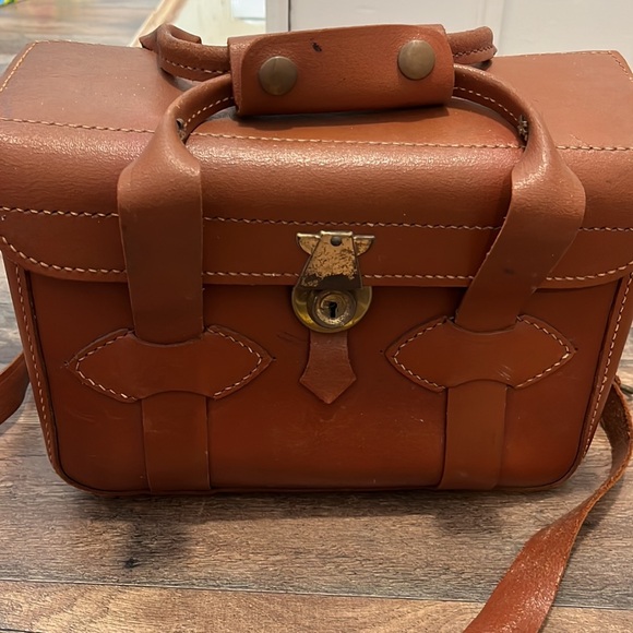 1950 Genuine Cowhide Camera Bag Multi-Use Handbag Vintage Leather Tote USA - Picture 2 of 16